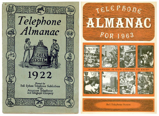 Bell System Telephone Almanacs - 1922 &
                    1963