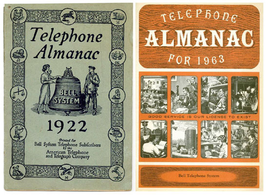 Bell System Telephone Almanacs - 1922 &
                    1963